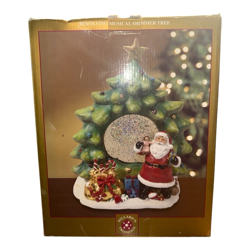 Dillard's Shimmer Tree Santa Christmas Figurine Snow Globe Vintage 1990s Decor